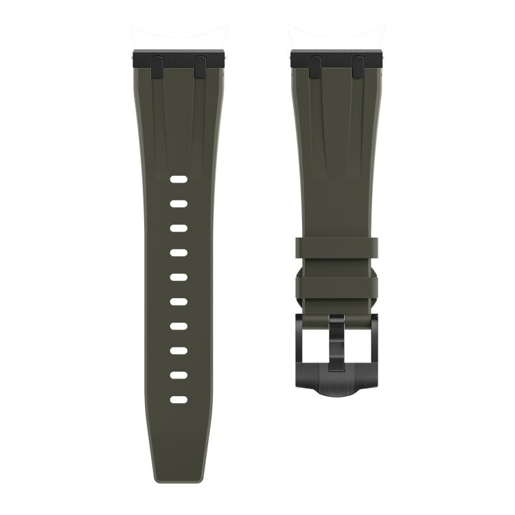 22mm Flat Head Silicone Watch Band(Black Green) - 22mm Bands by PMC Jewellery | Online Shopping South Africa | PMC Jewellery