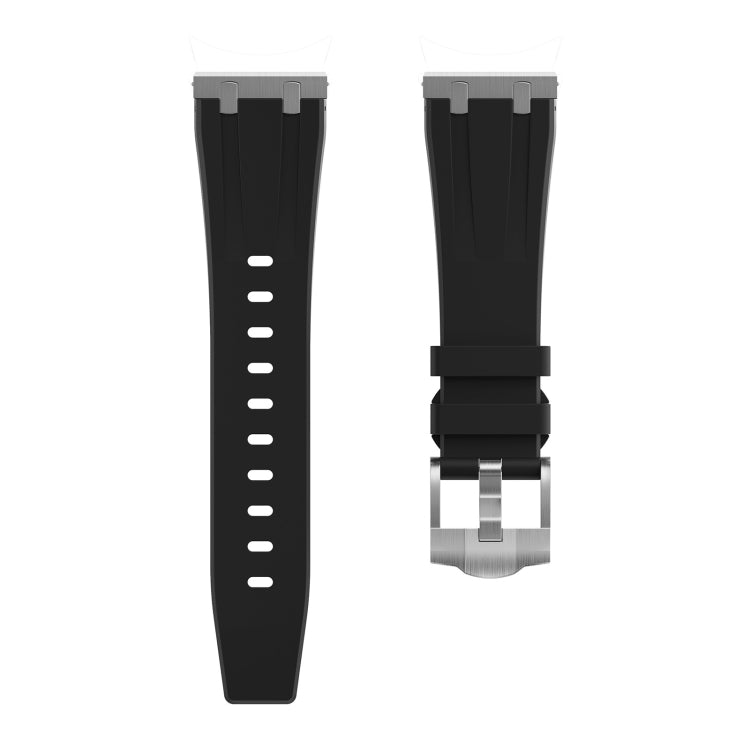 22mm Flat Head Silicone Watch Band(Silver Black) - 22mm Bands by PMC TechLife | Online Shopping South Africa | PMC TechLife