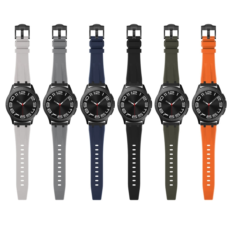 20mm Flat Head Silicone Watch Band(Silver Black) - 20mm Bands by PMC Jewellery | Online Shopping South Africa | PMC Jewellery