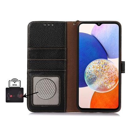 For Google Pixel 9 Pro Genuine Leather Litchi Texture RFID Leather Phone Case(Black) - Google Cases by PMC Jewellery | Online Shopping South Africa | PMC Jewellery | Buy Now Pay Later Mobicred