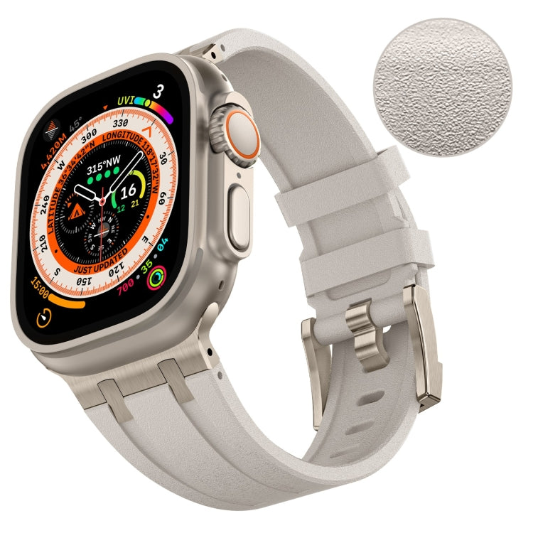 For Apple Watch SE 2023 44mm Stone Grain Liquid Silicone Watch Band(Titanium Starlight) - Watch Bands by PMC Jewellery | Online Shopping South Africa | PMC Jewellery