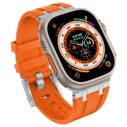 For Apple Watch SE 2023 44mm Stone Grain Liquid Silicone Watch Band(Sliver Orange) - Watch Bands by PMC Jewellery | Online Shopping South Africa | PMC Jewellery