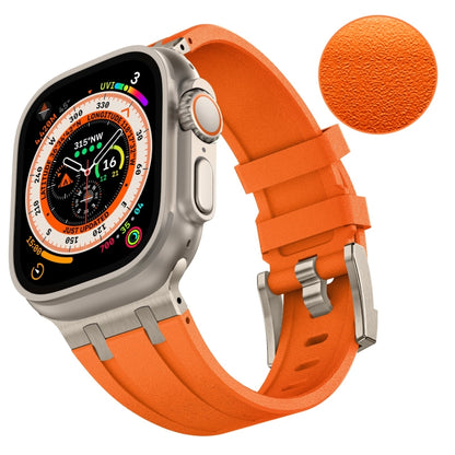 For Apple Watch Ultra 2 49mm Stone Grain Liquid Silicone Watch Band(Titanium Orange) - Watch Bands by PMC Jewellery | Online Shopping South Africa | PMC Jewellery