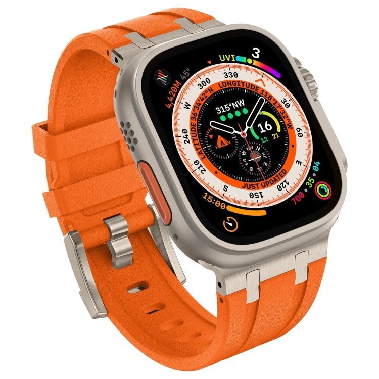 For Apple Watch Ultra 2 49mm Stone Grain Liquid Silicone Watch Band(Titanium Orange) - Watch Bands by PMC Jewellery | Online Shopping South Africa | PMC Jewellery