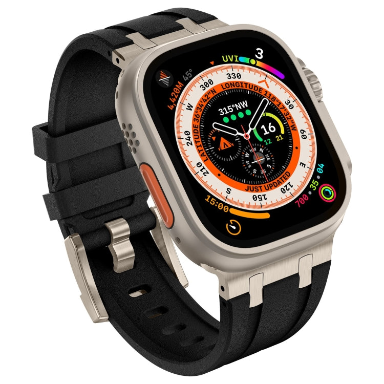 For Apple Watch Ultra 2 49mm Stone Grain Liquid Silicone Watch Band(Titanium Black) - Watch Bands by PMC TechLife | Online Shopping South Africa | PMC TechLife