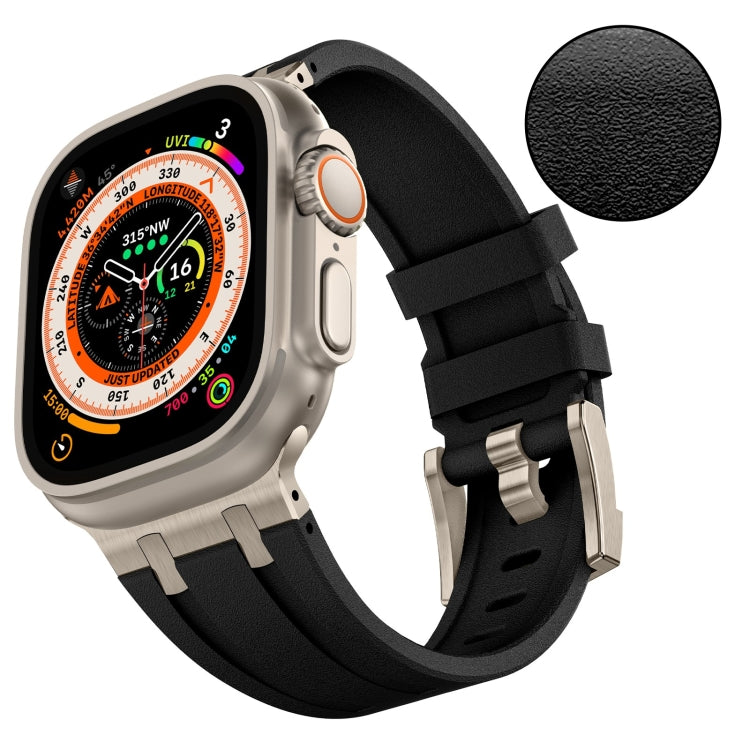 For Apple Watch Series 9 45mm Stone Grain Liquid Silicone Watch Band(Titanium Black) - Watch Bands by PMC TechLife | Online Shopping South Africa | PMC TechLife