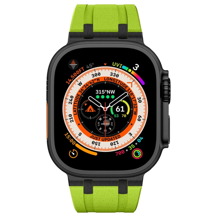 For Apple Watch Ultra 49mm Stone Grain Liquid Silicone Watch Band(Black Green) - Watch Bands by PMC Jewellery | Online Shopping South Africa | PMC Jewellery