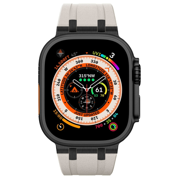 For Apple Watch Ultra 49mm Stone Grain Liquid Silicone Watch Band(Black Starlight) - Watch Bands by PMC TechLife | Online Shopping South Africa | PMC TechLife