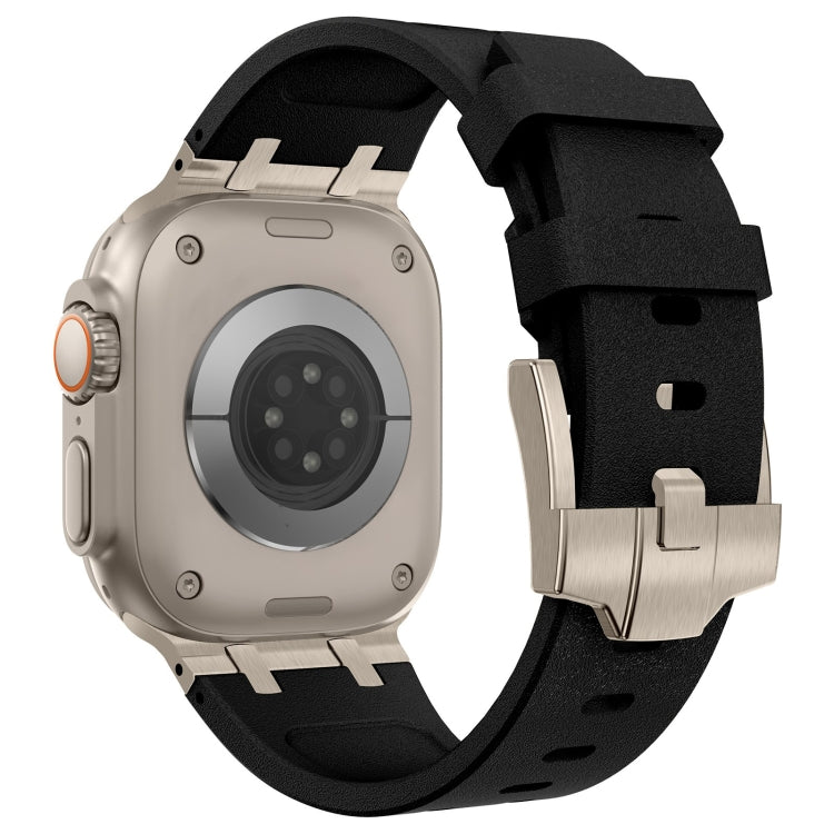 For Apple Watch Ultra 49mm Stone Grain Liquid Silicone Watch Band(Titanium Black) - Watch Bands by PMC TechLife | Online Shopping South Africa | PMC TechLife