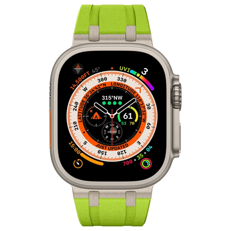 For Apple Watch Ultra 49mm Stone Grain Liquid Silicone Watch Band(Titanium Green) - Watch Bands by PMC Jewellery | Online Shopping South Africa | PMC Jewellery