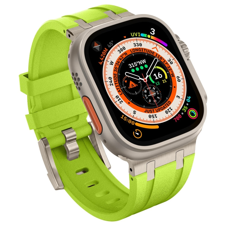 For Apple Watch Series 8 45mm Stone Grain Liquid Silicone Watch Band(Titanium Green) - Watch Bands by PMC Jewellery | Online Shopping South Africa | PMC Jewellery