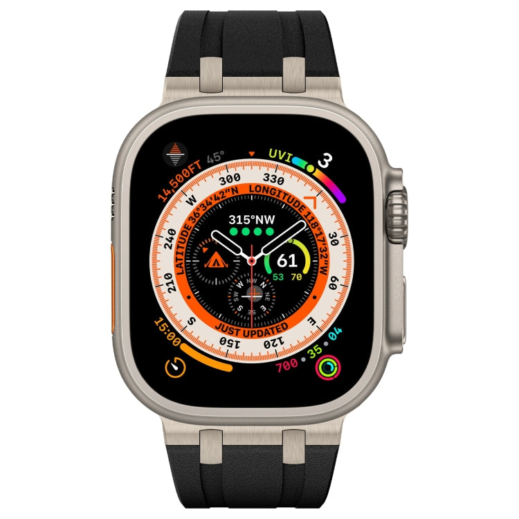 For Apple Watch SE 2022 44mm Stone Grain Liquid Silicone Watch Band(Titanium Black) - Watch Bands by PMC TechLife | Online Shopping South Africa | PMC TechLife