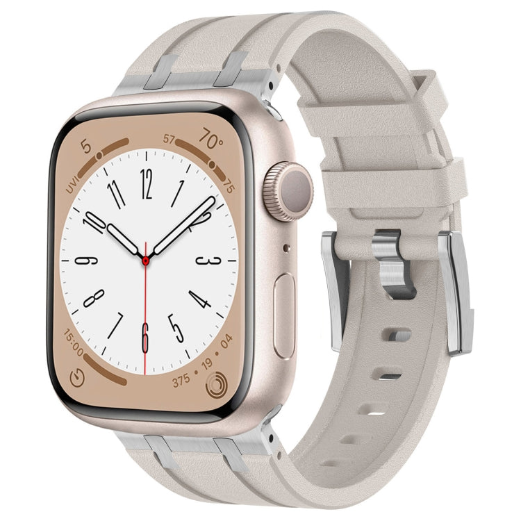 For Apple Watch Series 7 45mm Stone Grain Liquid Silicone Watch Band(Silver Starlight) - Watch Bands by PMC TechLife | Online Shopping South Africa | PMC TechLife