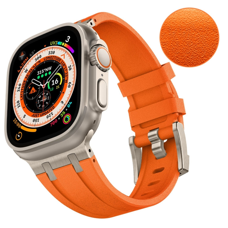 For Apple Watch Series 6 44mm Stone Grain Liquid Silicone Watch Band(Titanium Orange) - Watch Bands by PMC Jewellery | Online Shopping South Africa | PMC Jewellery