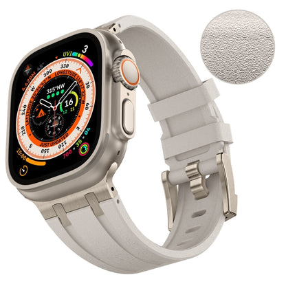 For Apple Watch Series 6 44mm Stone Grain Liquid Silicone Watch Band(Titanium Starlight) - Watch Bands by PMC Jewellery | Online Shopping South Africa | PMC Jewellery