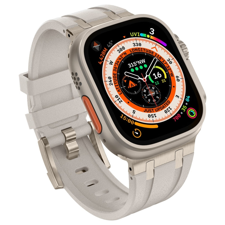 For Apple Watch Series 6 44mm Stone Grain Liquid Silicone Watch Band(Titanium Starlight) - Watch Bands by PMC Jewellery | Online Shopping South Africa | PMC Jewellery