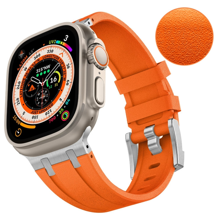 For Apple Watch Series 6 44mm Stone Grain Liquid Silicone Watch Band(Sliver Orange) - Watch Bands by PMC Jewellery | Online Shopping South Africa | PMC Jewellery