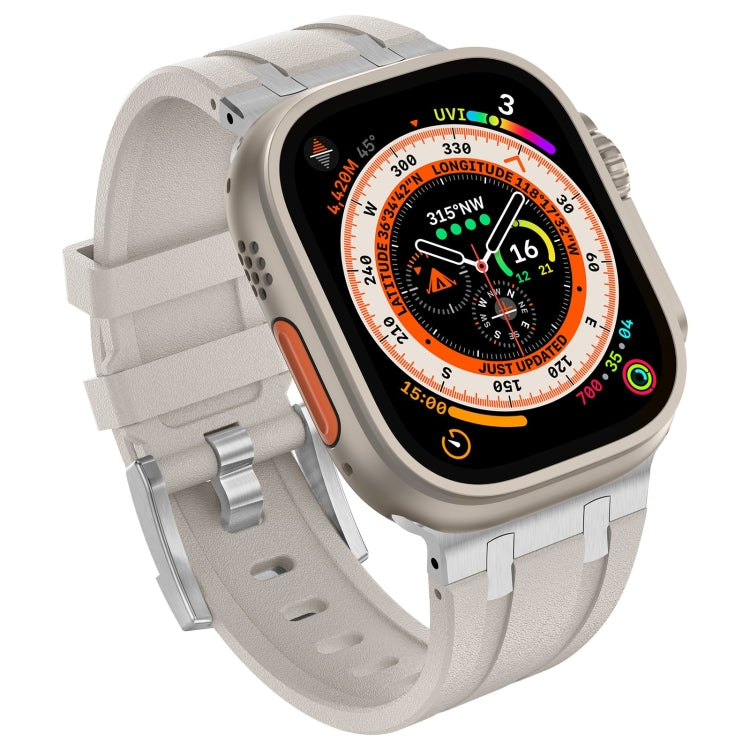 For Apple Watch Series 6 44mm Stone Grain Liquid Silicone Watch Band(Silver Starlight) - Watch Bands by PMC Jewellery | Online Shopping South Africa | PMC Jewellery