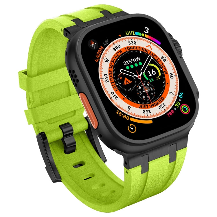 For Apple Watch Series 4 44mm Stone Grain Liquid Silicone Watch Band(Black Green) - Watch Bands by PMC Jewellery | Online Shopping South Africa | PMC Jewellery