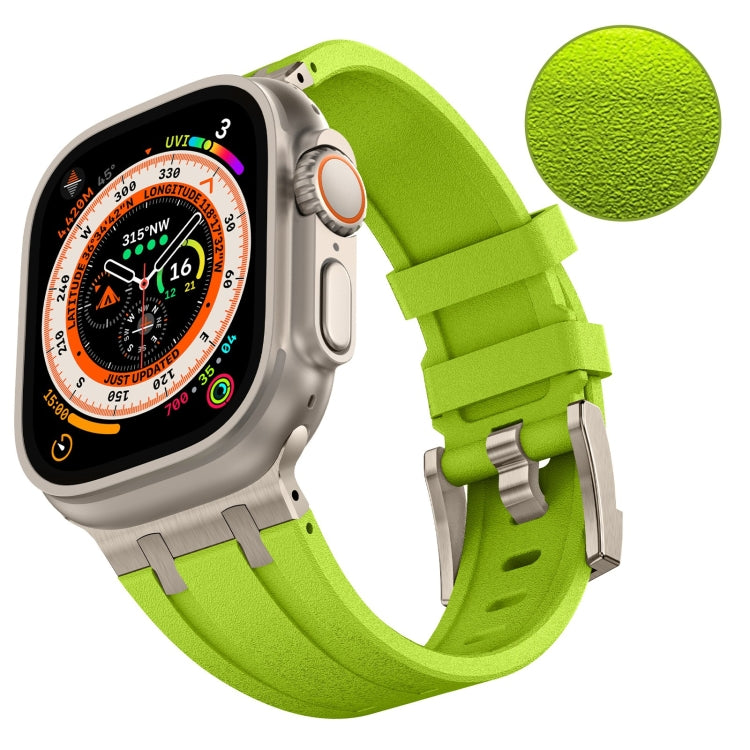 For Apple Watch Series 4 44mm Stone Grain Liquid Silicone Watch Band(Titanium Green) - Watch Bands by PMC Jewellery | Online Shopping South Africa | PMC Jewellery