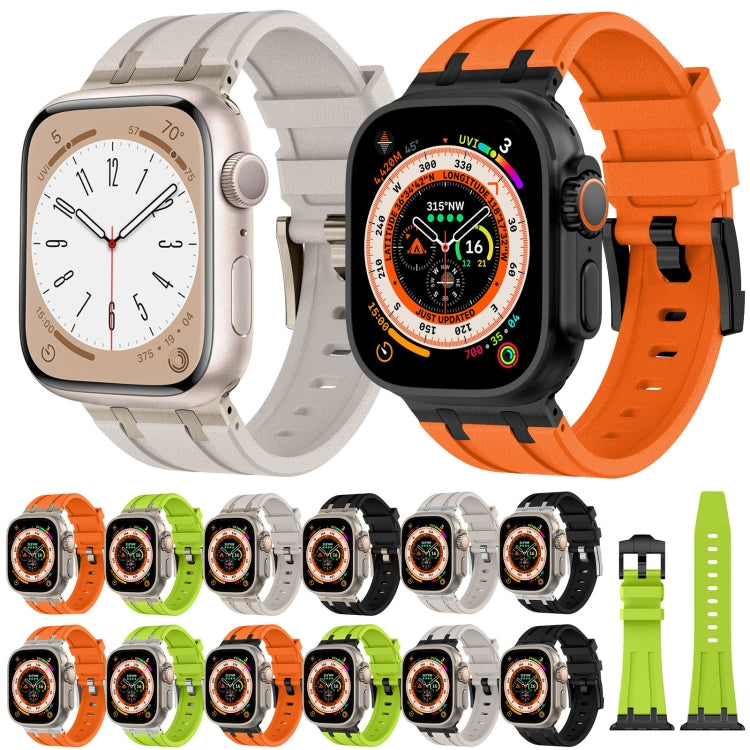 For Apple Watch SE 44mm Stone Grain Liquid Silicone Watch Band(Sliver Orange) - free shipping - PMC TechLife - Order now!