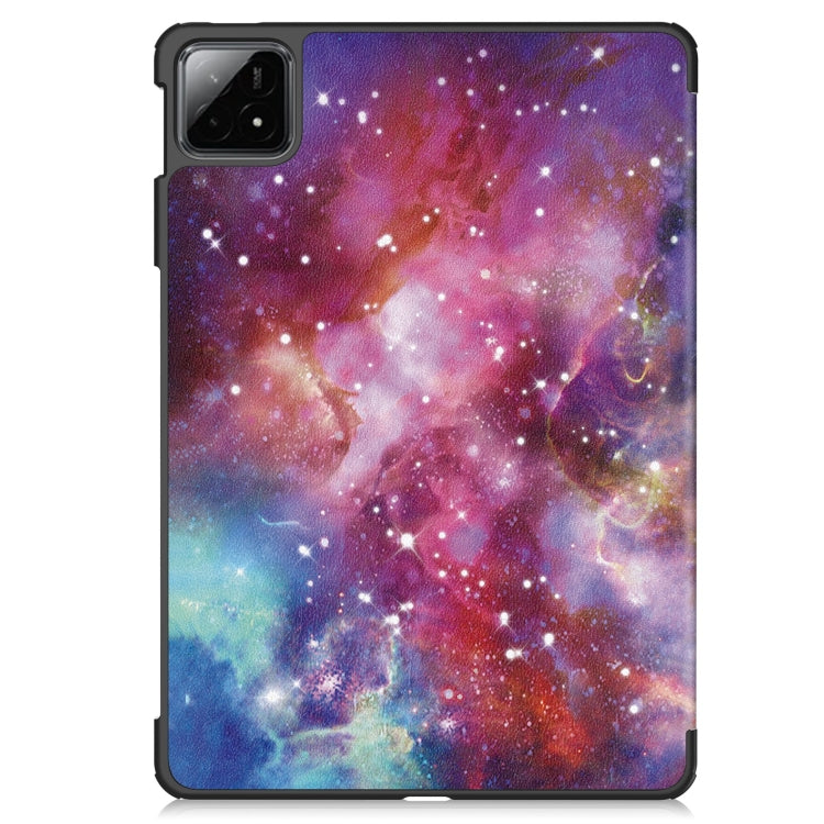 For Xiaomi Pad 6S Pro Custer Painted 3-Fold Holder Smart Leather Tablet Case(Milky Way Nebula) - More Tablet Cases by PMC Jewellery | Online Shopping South Africa | PMC Jewellery | Buy Now Pay Later Mobicred