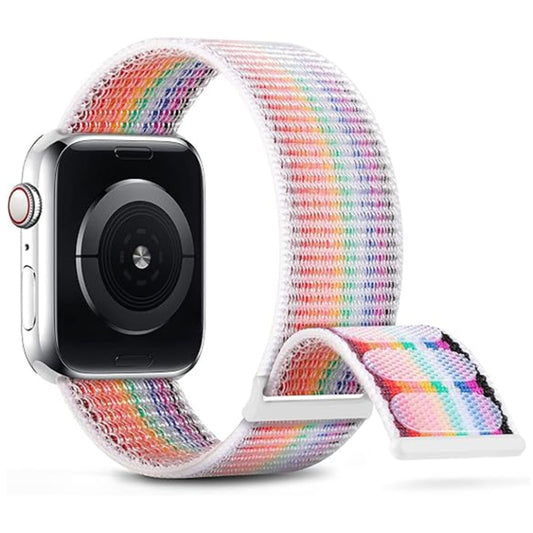 For Apple Watch SE 2023 40mm Dual Hook and Loop Nylon Watch Band(Rainbow) - Watch Bands by PMC Jewellery | Online Shopping South Africa | PMC Jewellery