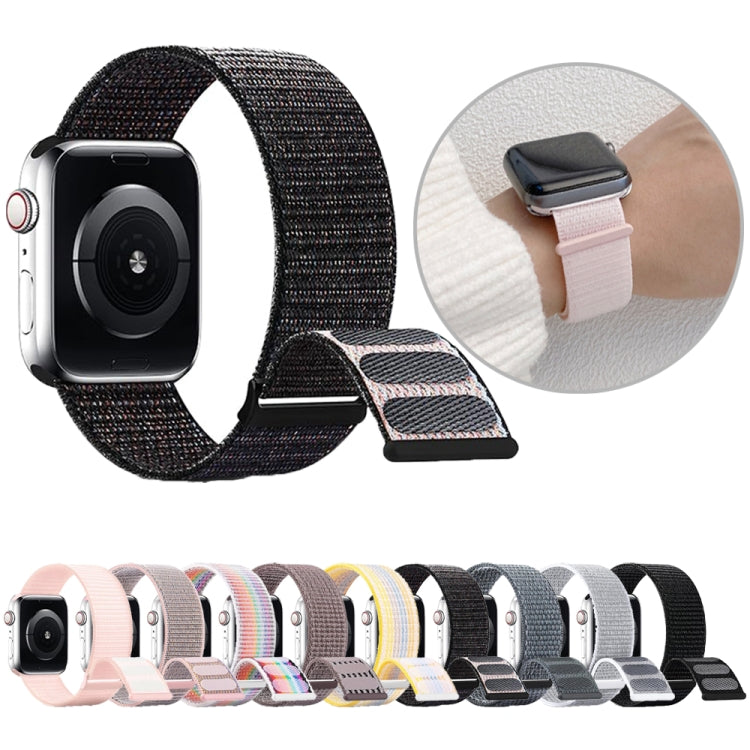 For Apple Watch 42mm Dual Hook and Loop Nylon Watch Band(Reflective Black) - Watch Bands by PMC TechLife | Online Shopping South Africa | PMC TechLife