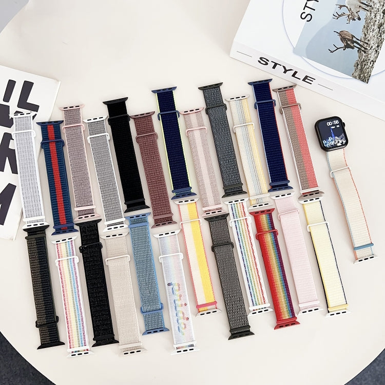 For Apple Watch Series 9 41mm Dual Hook and Loop Nylon Watch Band(Seashell) - Watch Bands by PMC TechLife | Online Shopping South Africa | PMC TechLife