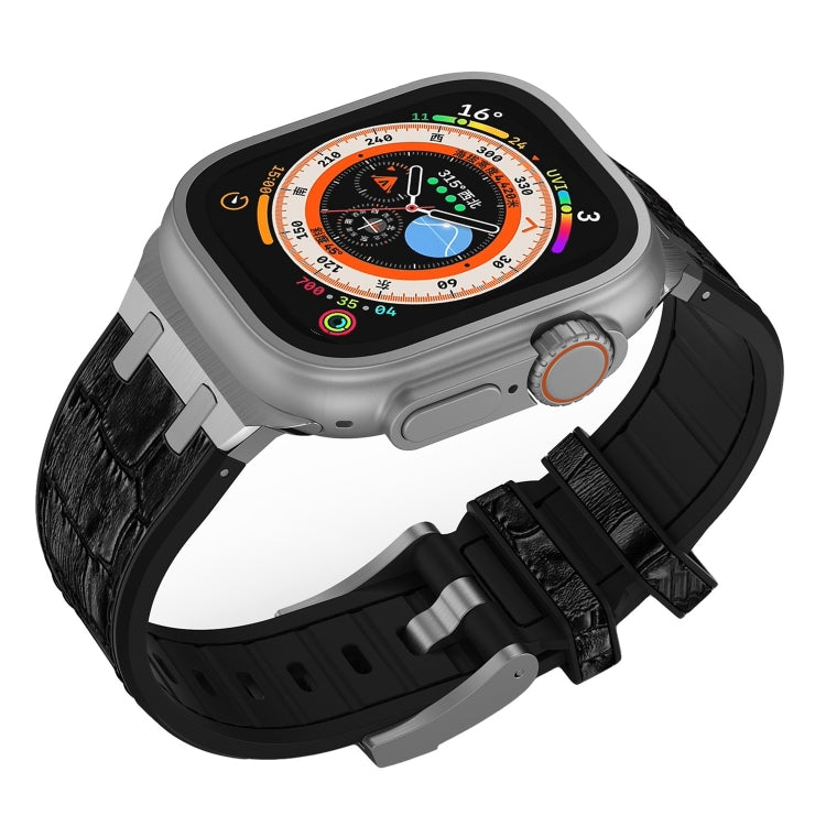 For Apple Watch Series 3 38mm Crocodile Texture Liquid Silicone Watch Band(Silver Black) - free shipping - PMC TechLife - Order now!