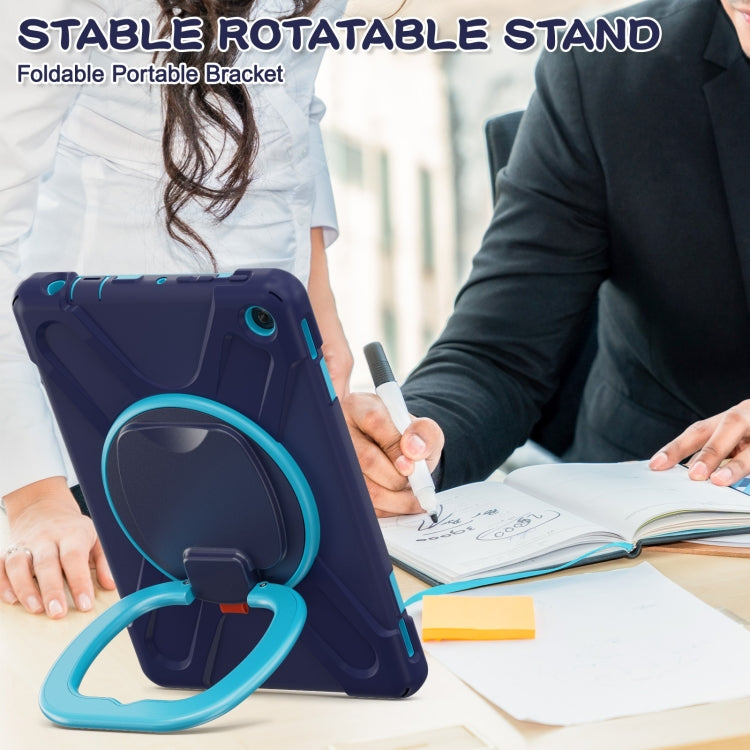 For Amazon Kindle Fire HD10 2023 Silicone Hybrid PC Tablet Case with Holder & Shoulder Strap(Navy Blue) - Amazon by PMC TechLife | Online Shopping South Africa | PMC TechLife | Buy Now Pay Later Mobicred