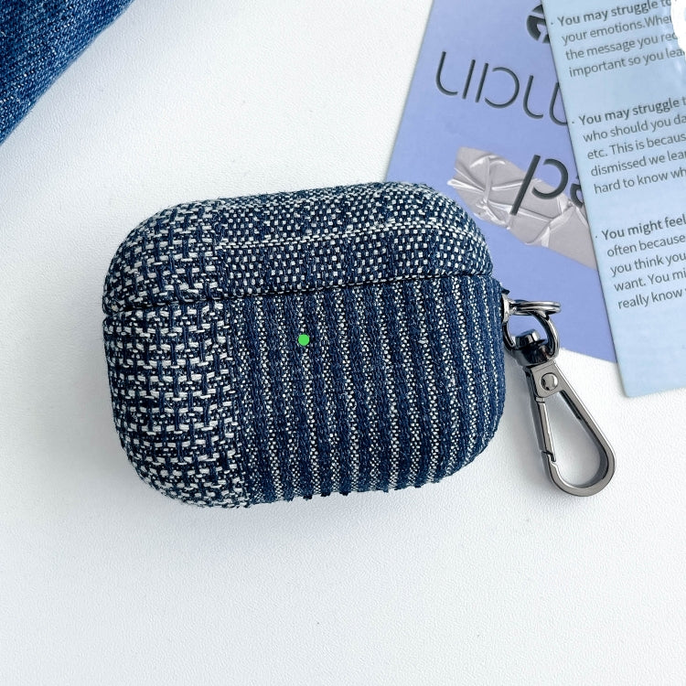 For AirPods Pro Stitching Denim Cloth Bluetooth Earphone Protective Case(Grid) - For AirPods Pro by PMC Jewellery | Online Shopping South Africa | PMC Jewellery | Buy Now Pay Later Mobicred