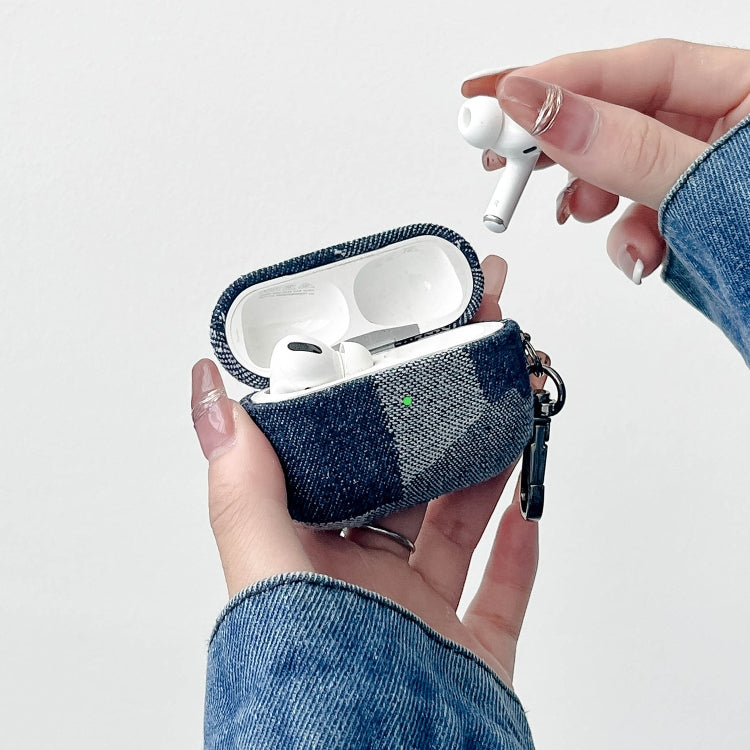 For AirPods Pro Stitching Denim Cloth Bluetooth Earphone Protective Case(Dark Color Irregular) - For AirPods Pro by PMC Jewellery | Online Shopping South Africa | PMC Jewellery | Buy Now Pay Later Mobicred