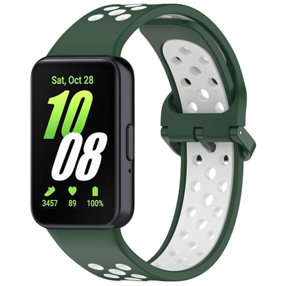 For Samsung Galaxy Fit 3 Two Color Breathable Silicone Watch Band(Dark Green White) - Watch Bands by PMC Jewellery | Online Shopping South Africa | PMC Jewellery