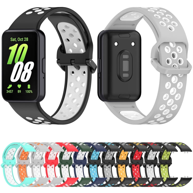 For Samsung Galaxy Fit 3 Two Color Breathable Silicone Watch Band(Dark Green White) - Watch Bands by PMC Jewellery | Online Shopping South Africa | PMC Jewellery