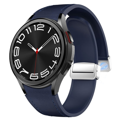 For Samsung Galaxy Watch 6 Magnetic Silver Buckle Leather Silicone Watch Band(Midnight Blue) - Watch Bands by PMC Jewellery | Online Shopping South Africa | PMC Jewellery