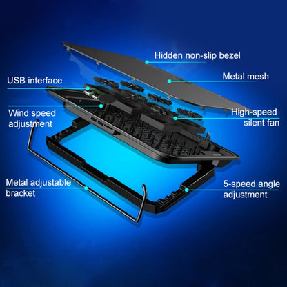 ICE COOREL Notebook Computer Base Speed Control Silent Six-fan Cooling Holder Cooling Rack, Style: Premium Edition(Black) - Laptop Stand by PMC Jewellery | Online Shopping South Africa | PMC Jewellery | Buy Now Pay Later Mobicred