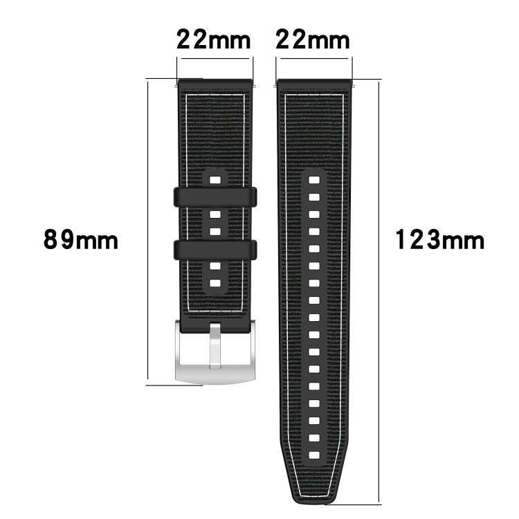 22mm Hybrid Nylon Braid Silicone Watch Band(Grey) - 22mm Bands by PMC Jewellery | Online Shopping South Africa | PMC Jewellery