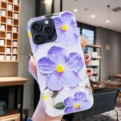 For iPhone 16 Pro Colorful Painting Pattern TPU Phone Case(Purple Flowers) - iPhone 16 Pro Cases by PMC Jewellery | Online Shopping South Africa | PMC Jewellery | Buy Now Pay Later Mobicred