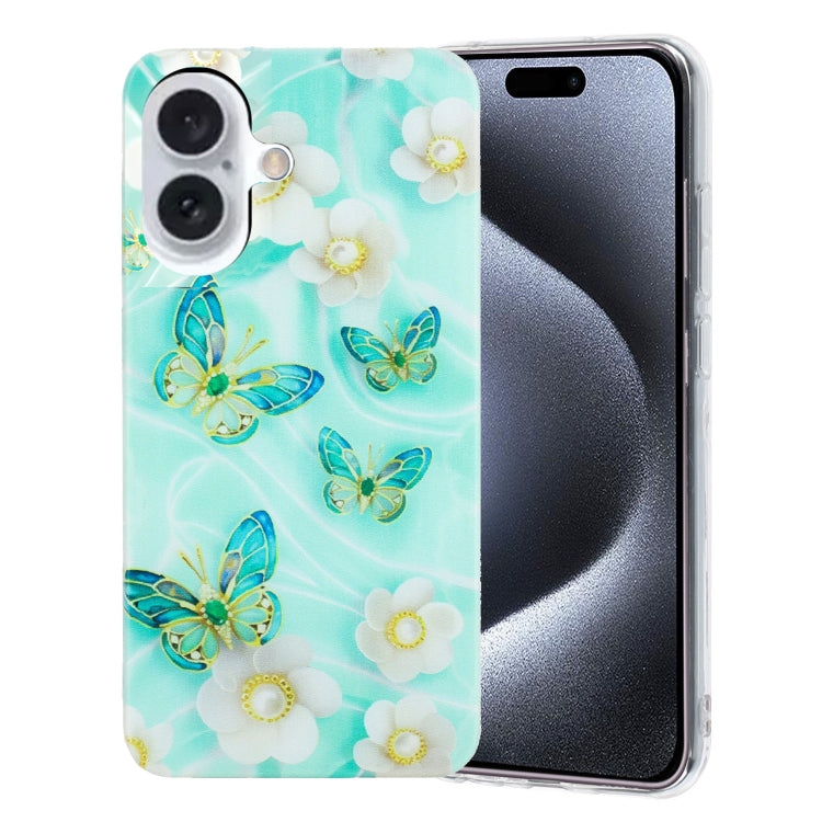 For iPhone 16 Plus Colorful Painting Pattern TPU Phone Case(Butterflies) - iPhone 16 Plus Cases by PMC Jewellery | Online Shopping South Africa | PMC Jewellery | Buy Now Pay Later Mobicred