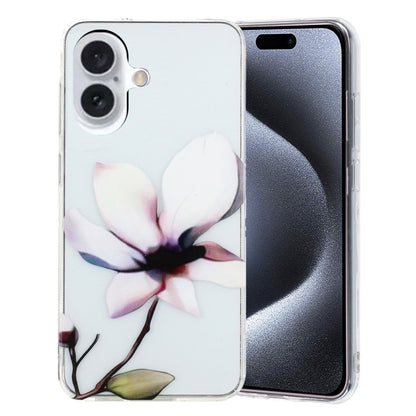 For iPhone 16 Plus Colorful Painting Pattern TPU Phone Case(White Flowers) - iPhone 16 Plus Cases by PMC Jewellery | Online Shopping South Africa | PMC Jewellery | Buy Now Pay Later Mobicred