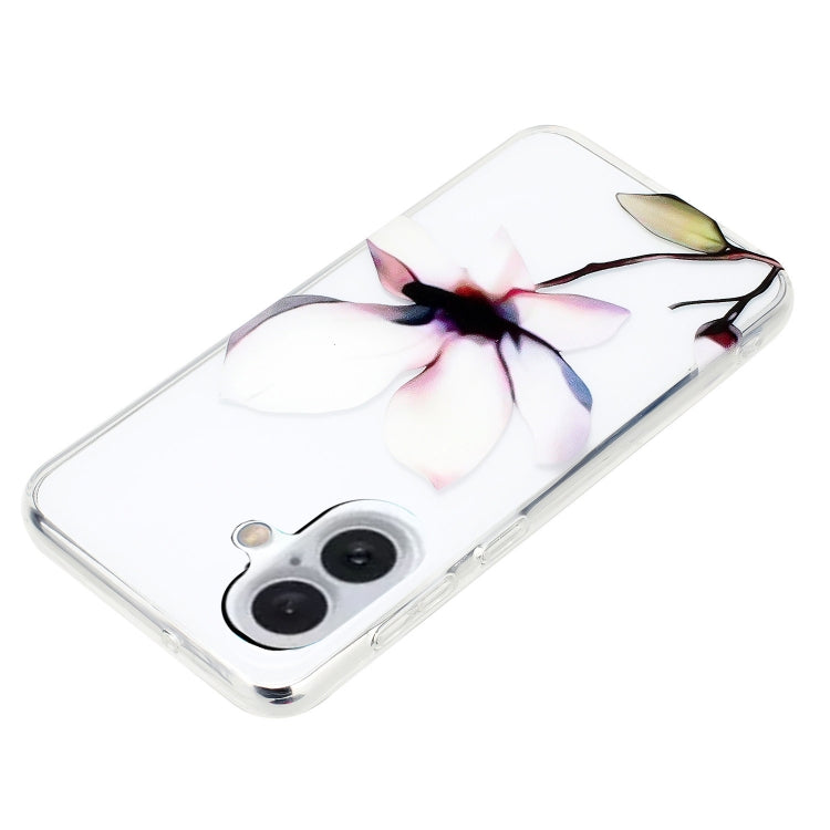 For iPhone 16 Plus Colorful Painting Pattern TPU Phone Case(White Flowers) - iPhone 16 Plus Cases by PMC TechLife | Online Shopping South Africa | PMC TechLife | Buy Now Pay Later Mobicred