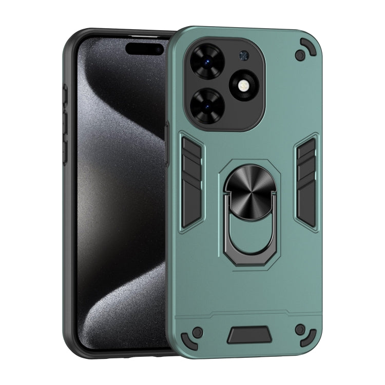 For Tecno Spark Go 2024 Shockproof Metal Ring Holder Phone Case(Green) - Tecno Cases by PMC Jewellery | Online Shopping South Africa | PMC Jewellery | Buy Now Pay Later Mobicred