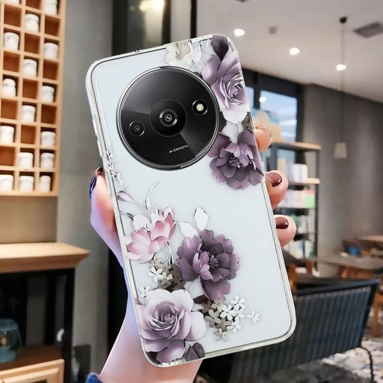 For Xiaomi Redmi A3 Colorful Painting Pattern TPU Phone Case(Peony) - Xiaomi Cases by PMC TechLife | Online Shopping South Africa | PMC TechLife