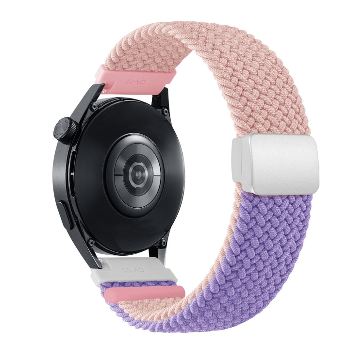 18mm Two-color Magnetic Braided Nylon Watch Band(Pink Purple) - 20mm Bands by PMC Jewellery | Online Shopping South Africa | PMC Jewellery