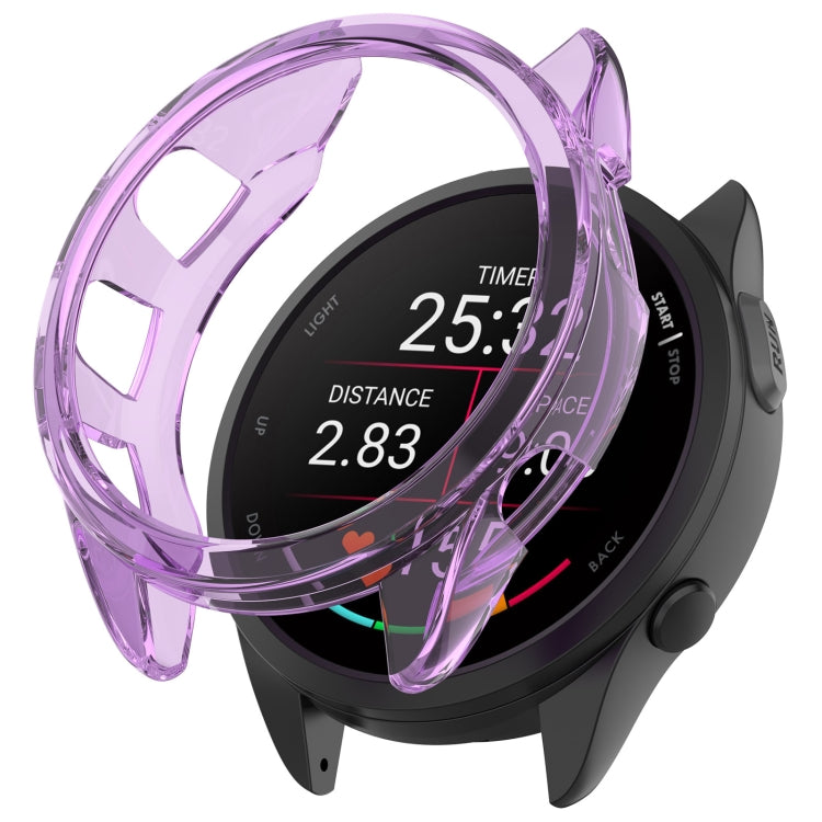 For Garmin Forerunner 165 / 165 Music Half Pack Hollow TPU Watch Protective Case(Transparent Purple) - Watch Cases by PMC Jewellery | Online Shopping South Africa | PMC Jewellery