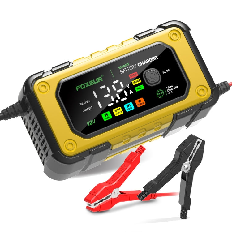 FOXSUR 7A 12V Car / Motorcycle Smart Battery Charger, Plug Type:EU Plug(Yellow) - free shipping - PMC TechLife - Order now!