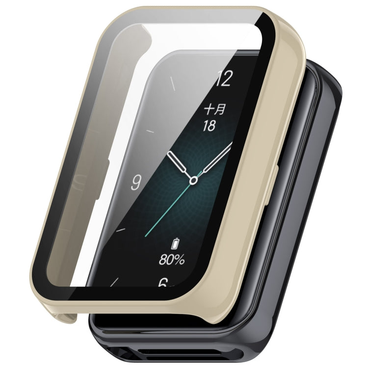 For Honor Band 9 PC + Tempered Film Integrated Watch Protective Case(Ivory White) - Watch Cases by PMC TechLife | Online Shopping South Africa | PMC TechLife
