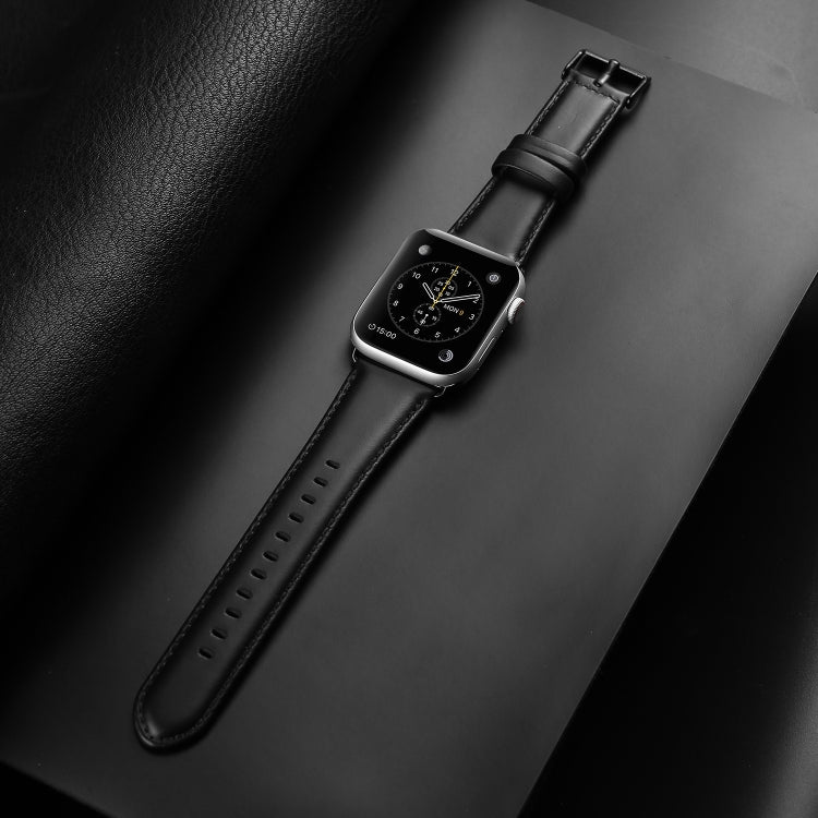 For Apple Watch Ultra 49mm DUX DUCIS Business Genuine Leather Watch Strap(Black) - Watch Bands by DUX DUCIS | Online Shopping South Africa | PMC Jewellery