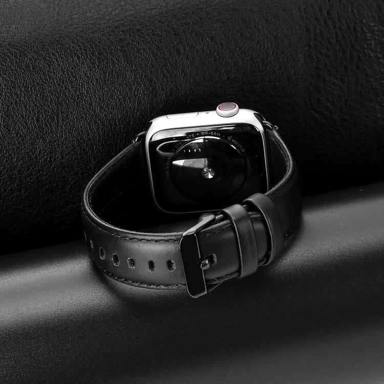 For Apple Watch Series 10 42mm DUX DUCIS Business Genuine Leather Watch Strap(Black) - Watch Bands by DUX DUCIS | Online Shopping South Africa | PMC Jewellery | Buy Now Pay Later Mobicred